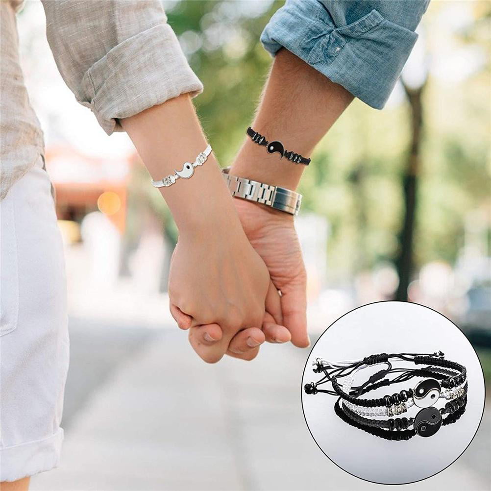 Heart Lock and Key Bracelets Silver Stainless Steel Couple Bracelet Chain Pendant  Necklace Set for Lovers