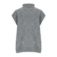 thumbnail image 3 of Rohuuque Women's Turtleneck Sweater Vest Sleeveless Cap Sweater Pullover Ribbed Knit Tops Stretch Loose Knitwear Gray, 3 of 4