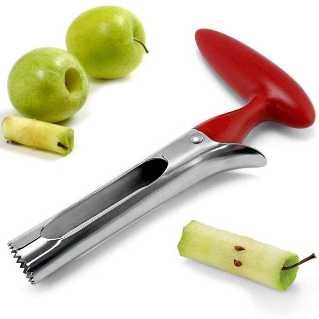 Descorazonador de manzanas, herramienta de cocina de acero inoxidable, sembradora de frutas, removedor de núcleos, herramientas para frutas y verduras, descorazonador de pera y manzana, herramientas de frutas de fácil torsión, removedor de semillas de núcleo ER