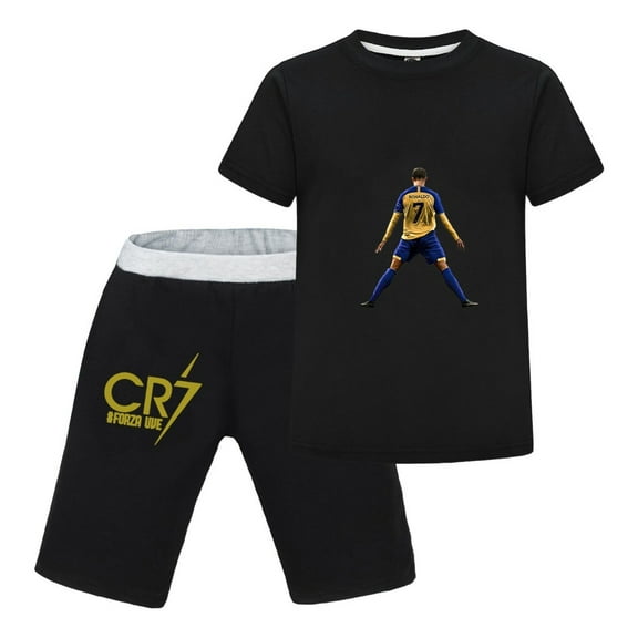 Soccer Outfit for Kids | CR7 T-Shirt and Shorts Set | Cristiano Ronaldo Youth Fanwear for Boys and Girls