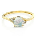 thumbnail image 3 of Gem Stone King 10K Yellow Gold Diamond Accent Engagement Ring 0.35 Ct White Simulated Opal, 3 of 4