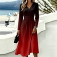 thumbnail image 6 of Long Sleeve Midi Dresses for Women V Neck Vintage Long Sleeve Work Casual Dress Elegant Formal Wrap Dress, 6 of 6