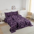 thumbnail image 3 of Purple Bow Knot Comforter Set Antique Victorian Damask Twin Bedding Sets,Bow Knot Down Comforter Vintage Floral Gothic Duvet Insert,Exotic Baroque Flowers Bohemian Decor, 3 of 7