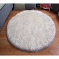 thumbnail image 3 of Round Mat Home Decor Faux Fur Sheepskin Rugs Kids Carpet Nursery Bedroom Fluffy Rug Shaggy Area Rug, Diameter 3.3ft White+Grey, 3 of 3