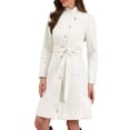 thumbnail image 4 of Abrigo Peacoat Chic para Mujeres Invierno con Cuello Alto, Botones y Cinturón, L Blanco, 4 of 6