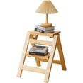 thumbnail image 6 of Foldable Step Ladder  Wooden Step Stool with Floor Saver  Decorative Ladder Shelf for Living Room  Kitchen  Garden(Walnut), 6 of 6