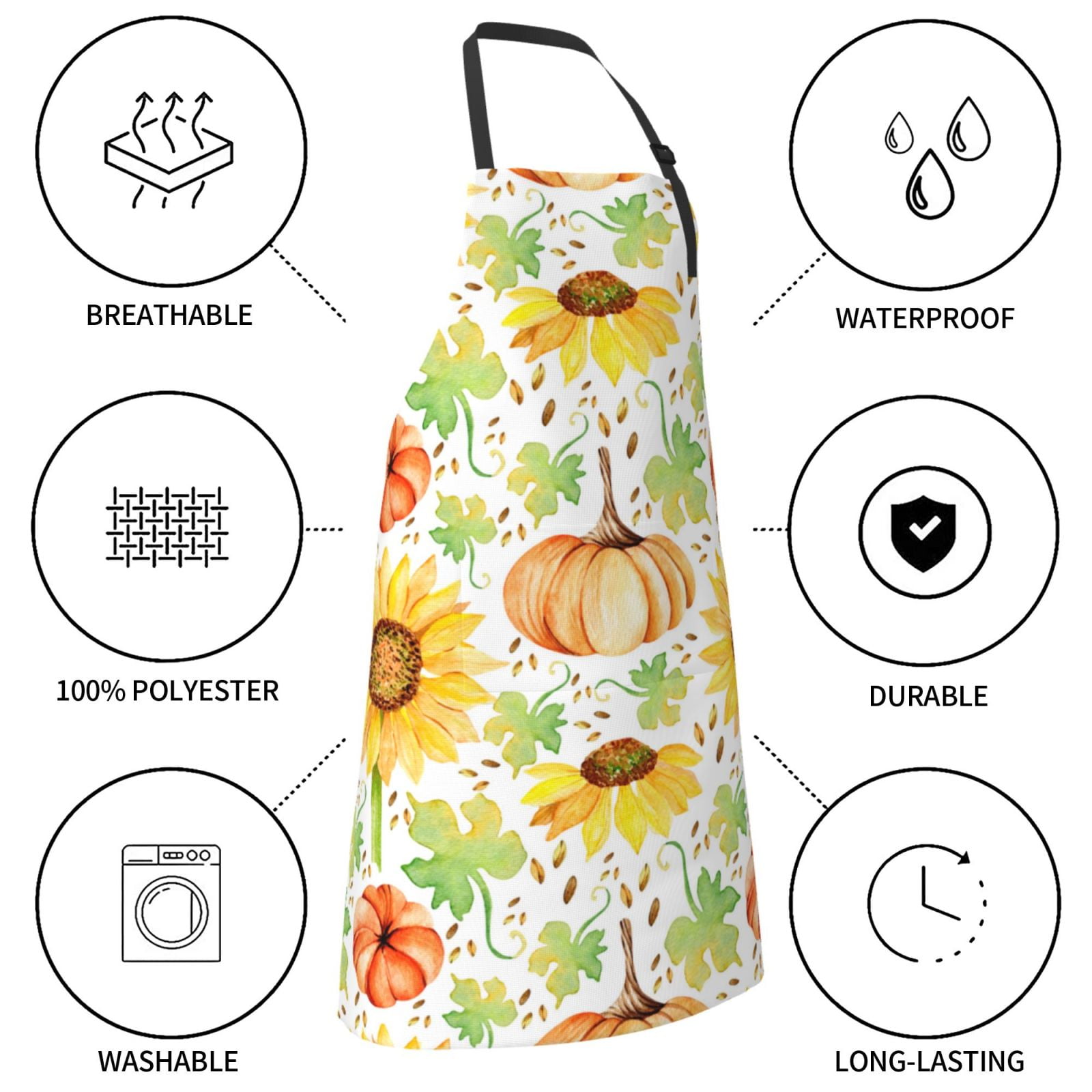 Kdxio Autumn Theme Apron with Pockets Adjustable Kitchen Aprons for Men Women Waterproof Aprons for Cooking,Drawing,Crafting, Baking Household Cleaning