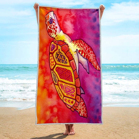 Microfiber Thin Beach Towel Lightweight Oversized 59x29 Extra Large Sand Free Towels Quick Dry for Travel Pool Camping Sports Beach Accessories Vacation Essential Gift Turtle