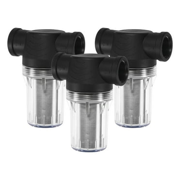 Uxcell 3-Pack Water Pump Strainer with 250 Mesh Stainless Steel Filter Screen, 3/4" Inch Female NPT In-line Strainer [Black]