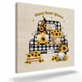 thumbnail image 2 of Sunflower Gnome Framed Canvas Wall Art, Summer Black Plaid Truck Linen Vintage Wall Art Painting for Living Room Bedroom Home Decor, 8”x8”, Office Artwork Print, 2 of 9
