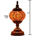 thumbnail image 4 of SILVERFEVER Mosaic Turkish Lamp Moroccan Glass for Table Desk Bedside Bronze Base Bundle with E12 Light Bulb-2 Sizes Ember Sunflower, 4 of 6