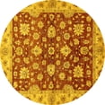 thumbnail image 1 of Ahgly Company Machine Washable Indoor Round Oriental Yellow Traditional Area Rugs, 3' Round, 1 of 4