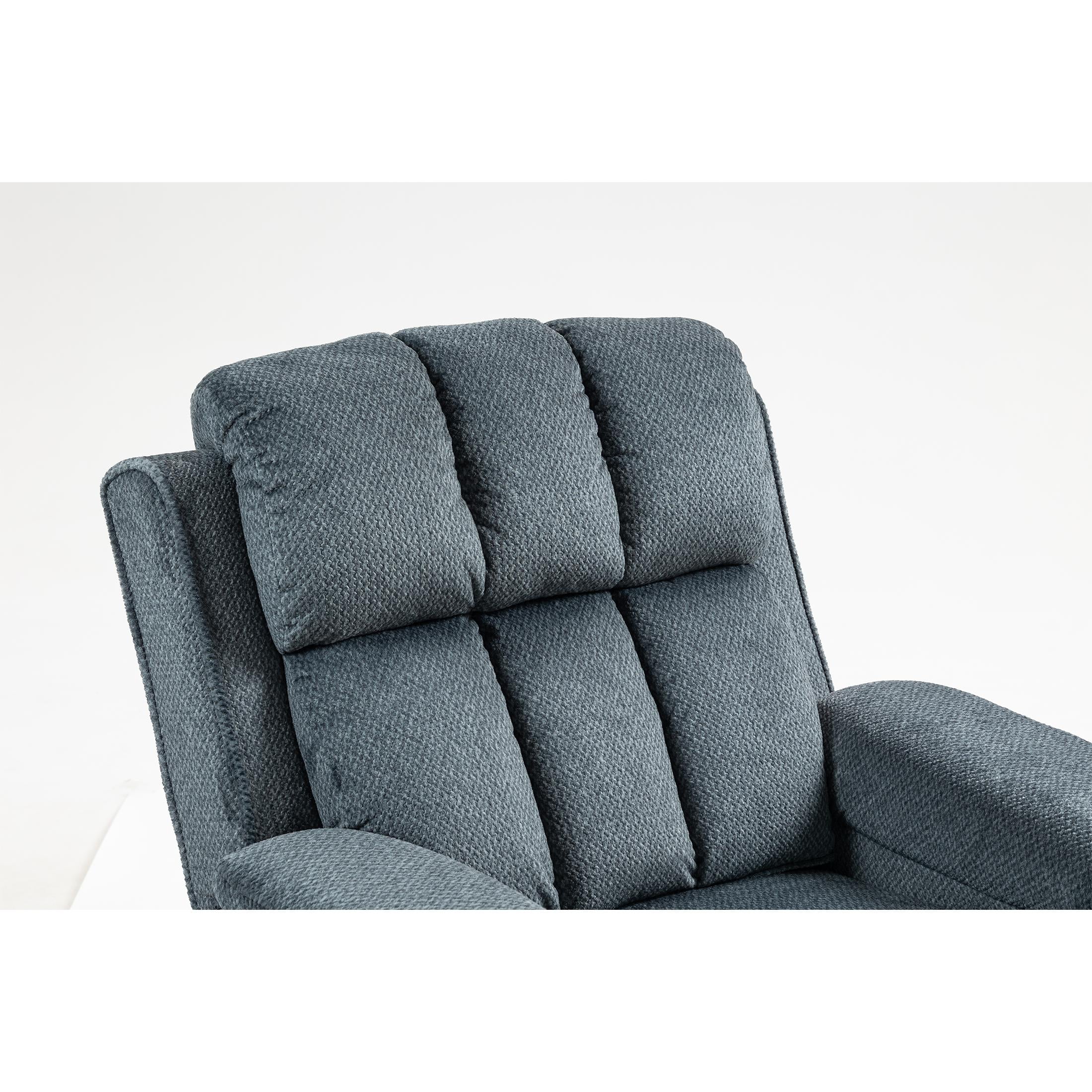 LEGAHOME Oversized Lift Recliner Chair with Heat & Massage, Fabric Lay Flat Recliner with Extended Footrest, Side Pockets, Cup Holders, USB Charging, Electric Power Sofa for Adults Seniors, Blue