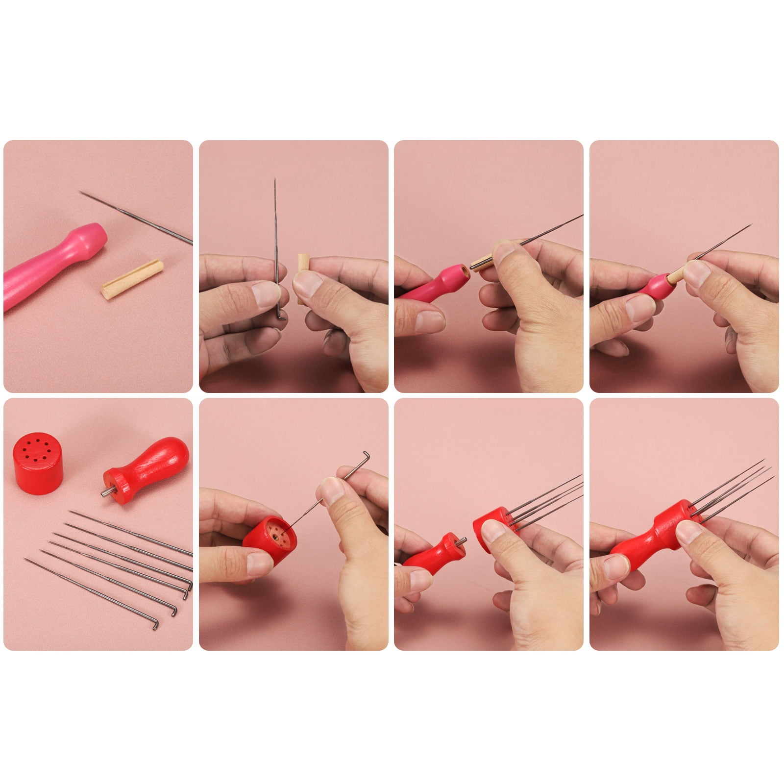Needle Felting Kit, Wool Felting Needle Tool Holder, Needle Felting Supplies 3 Size 30pcs Felting Needles