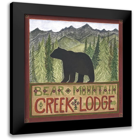 Shamp, Cindy 20x20 Black Modern Framed Museum Art Print Titled - Bear Mountain Creek Lodge