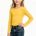 thumbnail image 5 of biudgviw Girls Long Sleeve Shirts Casual Crewneck Soft Base Layer Kids Textured Comfortable Undershirts for Everyday Wear(Yellow,12-13 Years), 5 of 7