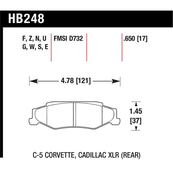 Hawk 2008-2009 Cadillac XLR Platinum HPS 5.0 Rear Brake Pads