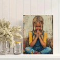 thumbnail image 2 of Qisvanset 12x16 Inch 2D Flat Framed Canvas Art, Jesus Classic Portrait Religious Faith Home Wall Art Baptism Gift Decor, 2 of 5