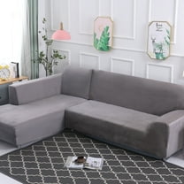 SHANNA Plush L Shape Sectional Couch Covers, Stretch Thick Velvet Sofa Furniture Protector Anti-Slip Sofa Covers (L-shape 3 Seater 3 Seater,Silver Gray)