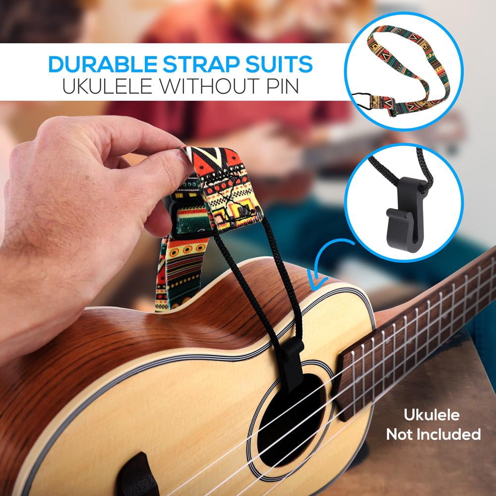 Pyle PRTPUKTKIT10 - Ukulele Accessory Kit - Handy Tuner, Sturdy Gig Bag, Detachable Ukulele Strap with 3 pcs. Felt Picks & Finger Guide