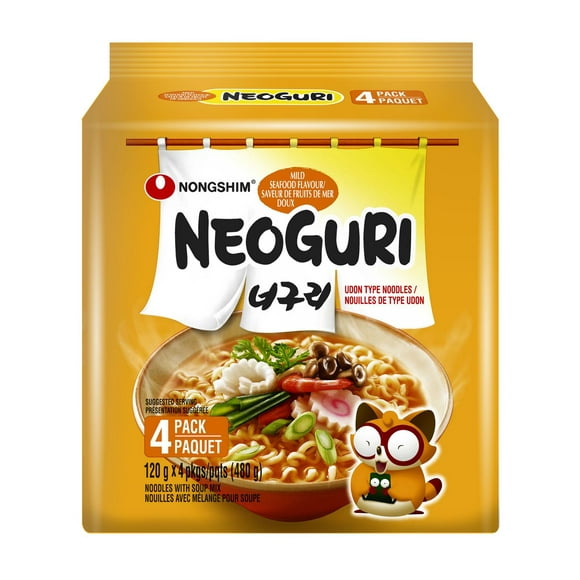 Nongshim Neoguri Mild Seafood Noodle Soup, 4 x 120g , Family Pack