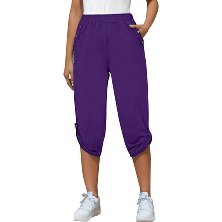 

European And American Summer New Casual Cropped Elastic Pants For Women Fashion Women Harem Pants Maternity Pants for Women Business Casual