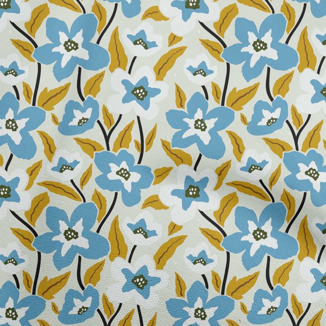 oneOone Rayon Light Blue2 Fabric Florals Craft Projects Decor Fabric Printed By The Yard 56 Inch Wide