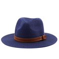thumbnail image 4 of Sombrero Panamá de primavera y verano, accesorios con cinturón amarillo, sombrero de paja para playa, sombrero de jazz informal y transpirable, sombrero de paja, 4 of 5