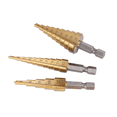 thumbnail image 5 of BeesClover 3pcs Hss Titanium Coated Step Drill Bit Drilling Power Tools Wood Hole Cutter Cone Drill, 5 of 8