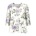 thumbnail image 5 of VBVC Women's Floral 3/4 Sleeve Button Down Shirt , Casual Loose V-Neck Blouse For Women, Ladies' Breathable Tunic Tops with Pockets,Multicolor,S-2XL, 5 of 6