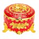 thumbnail image 1 of Retro Round Metal Storage Box with Rose Pattern for Jewelry, Earrings, Necklaces, Gold and Red, 1 of 2