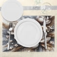 thumbnail image 3 of Ambesonne Brown Place Mats Set of 4, Magnolia Petals Grunge Back, Standard Size, Umber and Blue Grey, 3 of 5