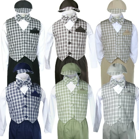 

BABY BOY KID TODDLER GINGHAM EASTER WEDDING FORMAL LONG SLEEVE VEST SET SM-4T