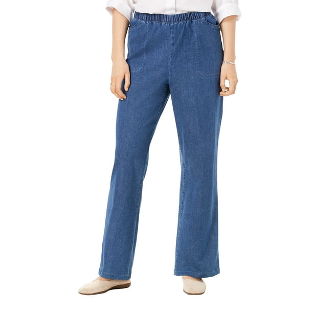 Woman Within Plus Size Wide Leg Fineline Jean Jeans - Walmart.com