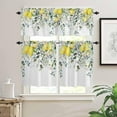 thumbnail image 4 of Spring Summer Curtain Valance and Tier Curtain Set 3PCS Rod Pocket Pastoral Plants Eucalyptus Leaves Lemon Flowers Green Valances for Windows Kitchen Cafe Valance Curtains 36 Inch Length Tier Valance, 4 of 6