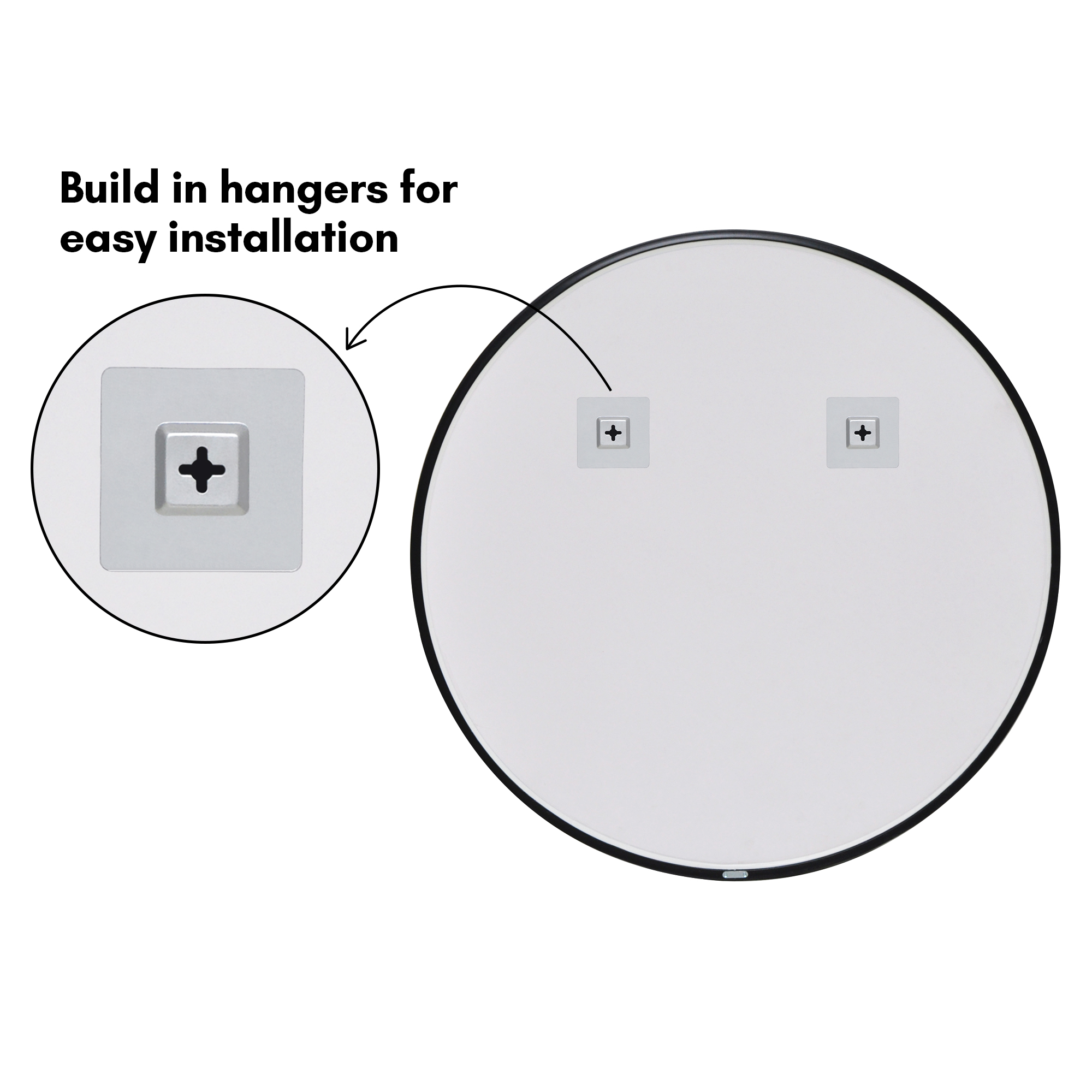 Americanflat - 32x32 Framed Black Round Mirror Circle Mirror for Bathroom, Bedroom, Entryway, Living Room