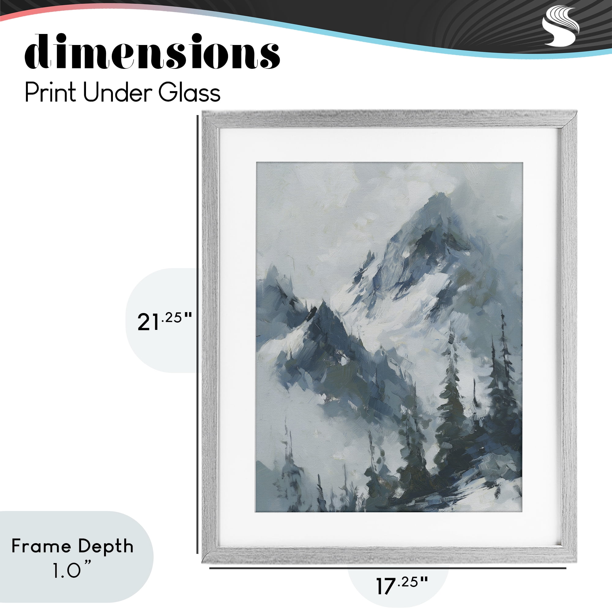 Stupell Industries Frozen Majesty Mountains Gray Framed Print Under Glass, design by Svetlana Aleynikova