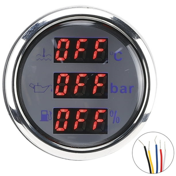 Fuel Level Gauge,2in 3‑In‑1 Meter Cooling Multi Function Boat Meter