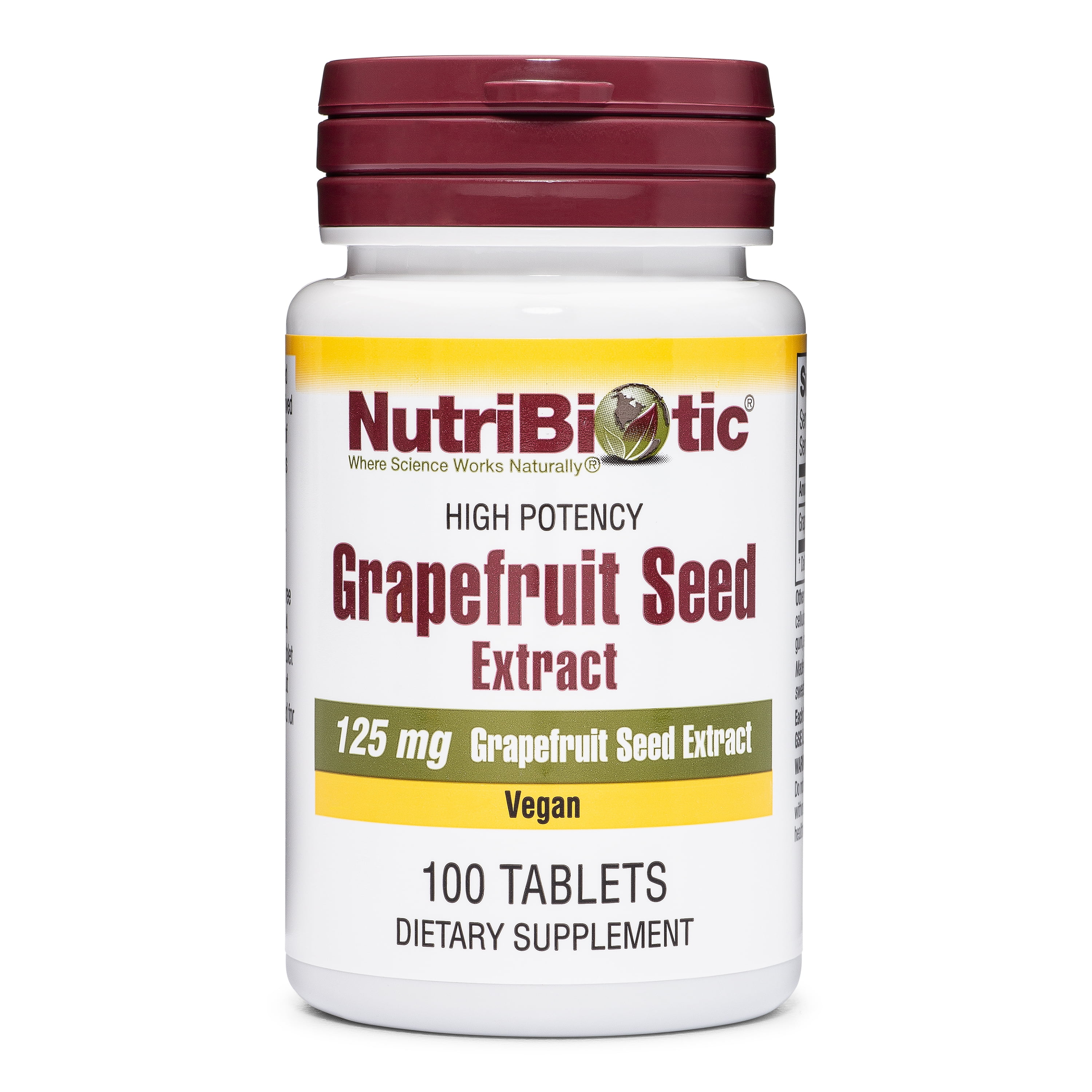 NutriBiotic Grapefruit Seed Extract Tablets 125 Mg, 100 Count, with