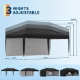 thumbnail image 3 of Kojooin Tente de Réception Instantanée 10x20 Pieds avec 2 Parois Latérales Amovibles, Gazebo Commercial Imperméable, Sac de Transport à Roulettes, Hauteur Réglable, Abri Extérieur pour Événements, Marchés, Fêtes, 3 of 7
