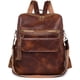 thumbnail image 1 of Mochila de cuero para mujer, diseño multiusos, convertible, bolso de hombro, bolso de viaje, color marrón, 1 of 5