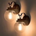 thumbnail image 3 of LNC 1-Light Farmhouse Matte Black And Globe Seeded Glass Shape LED Outdoor Wall Light, 3 of 12