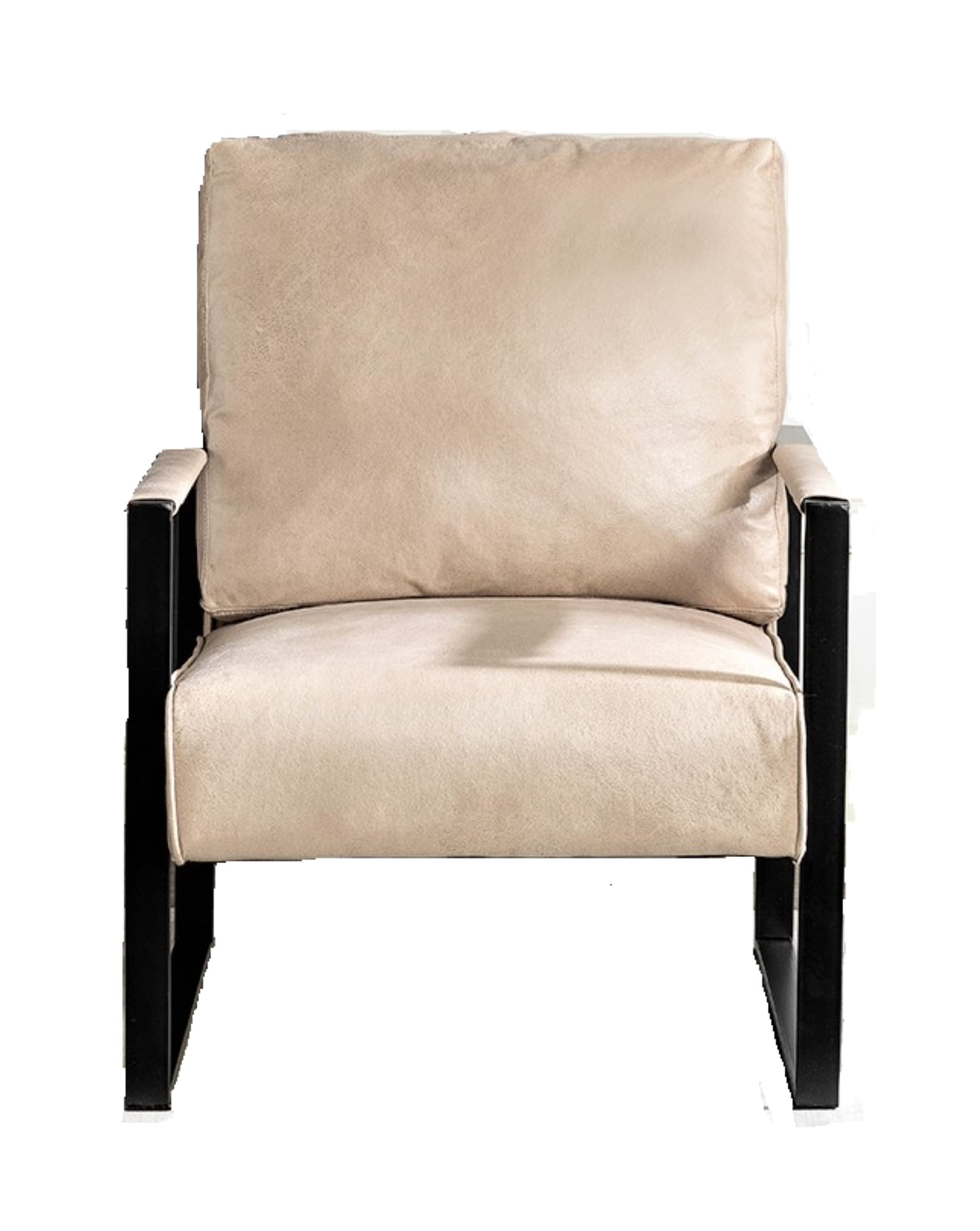Mintazer Modern Microfiber Accent Chair, Square Metal Frame Lounge Armchair for Living Room Bedroom Office, Light Camel