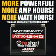 Antigravity ATX12-HD RE-START Lithium Motorcycle Battery, Built-In Jump Starting, 480 CA, Heavy Duty 12V Powersports Battery