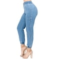 thumbnail image 4 of Fashion2Love Women's Juniors/Plus Size Elastic High Waist Denim Joggers Pants, 4 of 7