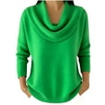 thumbnail image 6 of Women's Cowl Neck Sweater Lightweight Solid Color Long Sleeve Knit Pullover Jumper Tops, 6 of 9