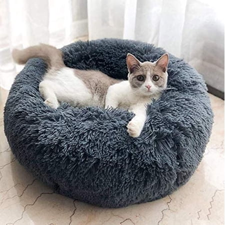 OYANTEN Fluffy Cat Beds for Large Cats Small Dogs Machine Washable Space Gray/20in