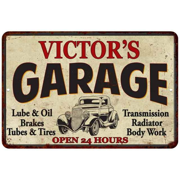 VICTOR'S Garage Man Cave Metal Sign Decor 8x12 108120014087