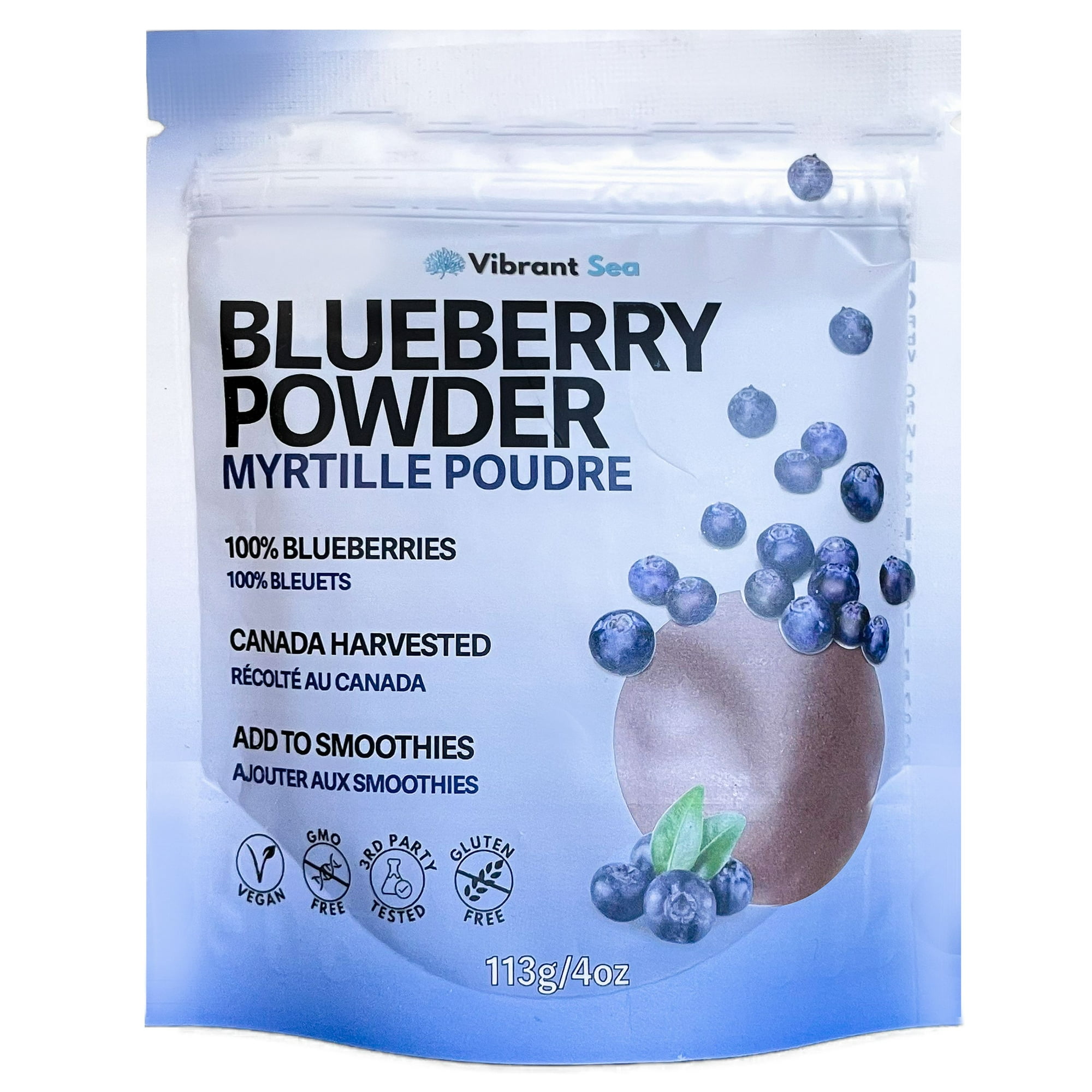 Raw Blueberry Powder - 100% Canadian Blueberries, Organic, Pure