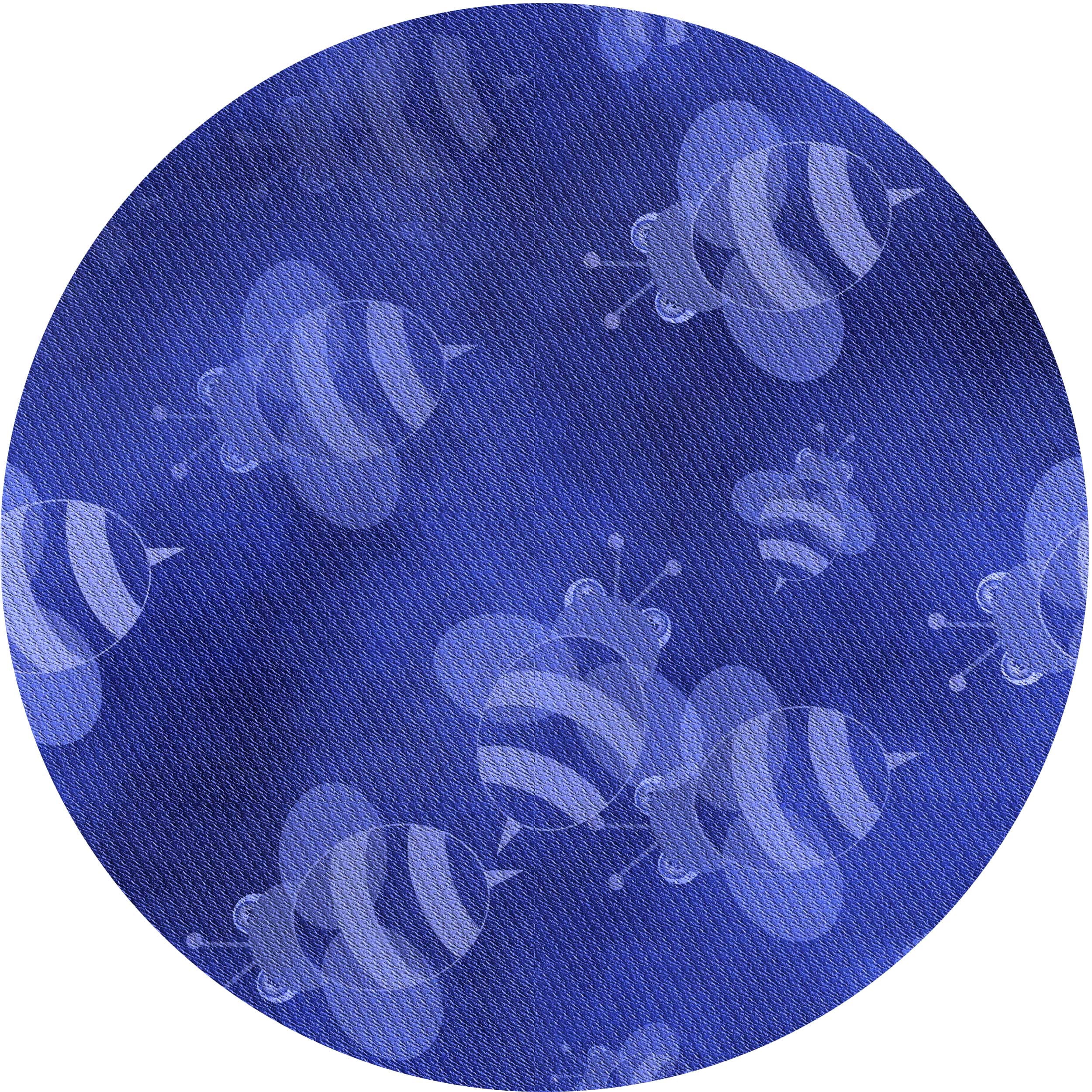 Ahgly Company Indoor Round Patterned Blue Ribbon Blue Area Rugs, 5 ...